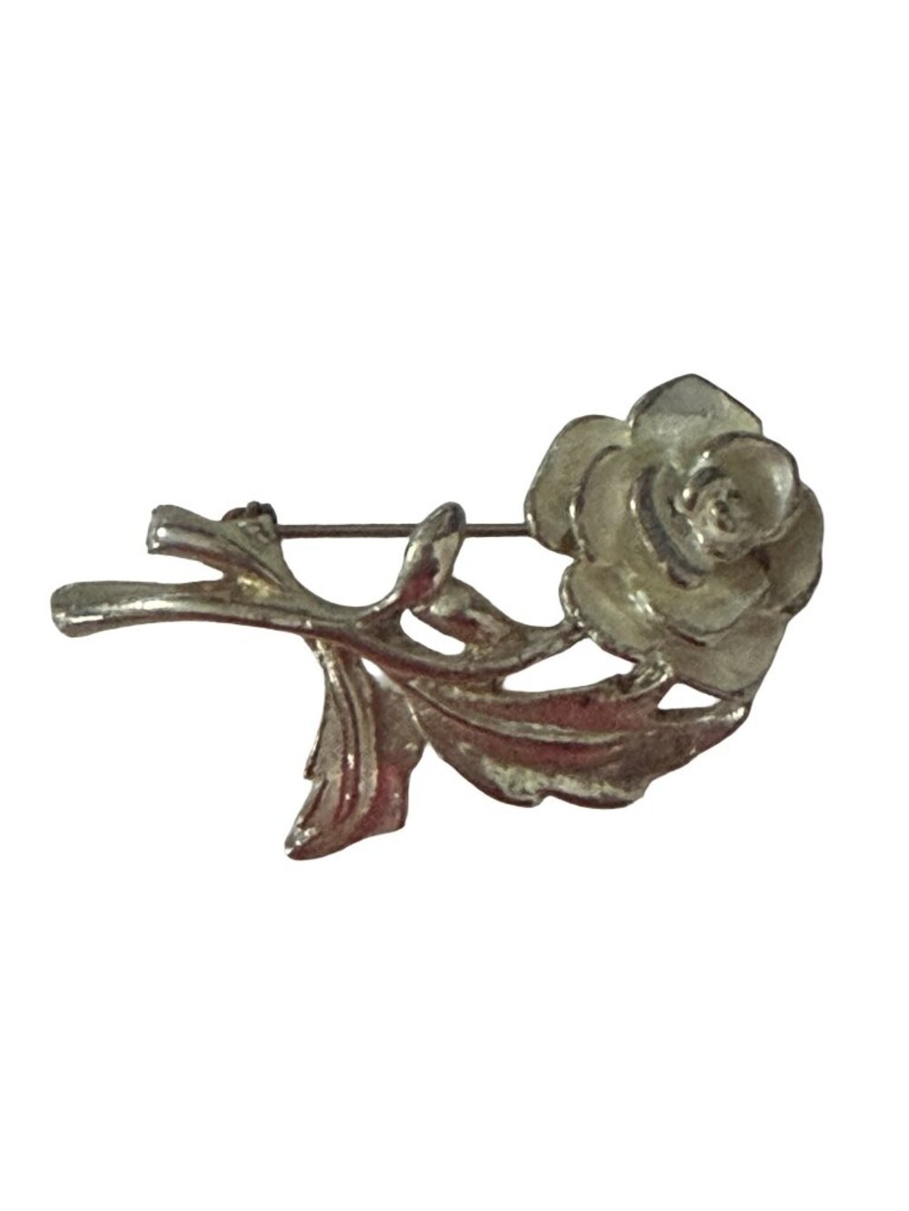 Vintage Silver Tone Rose Flower Brooch Pin Floral Jewelry Romantic Cottagecore